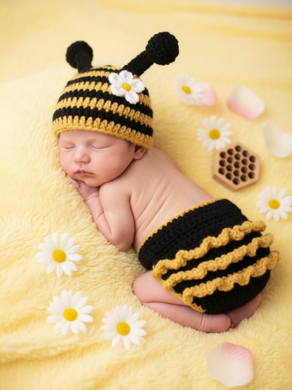 Bumble Bee Baby Crochet Costume Set | Newborn Photo Prop Baby Shower Gift
